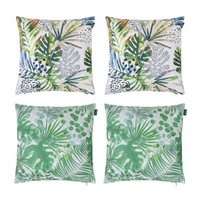 Veeva Tropical Palm Prints Indoor Set of 4 Outdoor Cushions - Collection Two