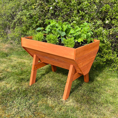 Veg-Trough Medium Wooden Raised Vegetable Bed Planter with Three Liners