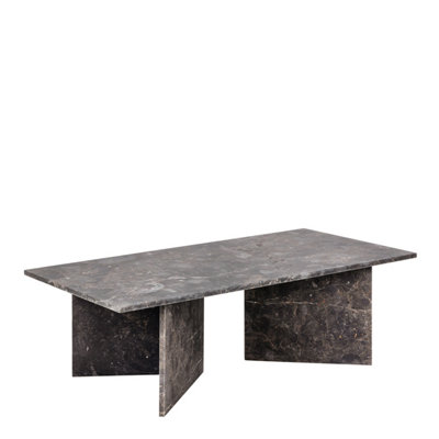 Vega Coffee Table with Marron Marble Top 90cm