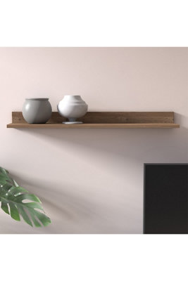 Vega Floating Wall Shelf Unit, Bookshelf, 90 x 21 x 9 cm Wall Mounted Decorative Shelves, Storage Display Unit, Oak