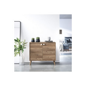 Vega Kitchen Storage Cabinet Sideboard with 2 Doors, 85 x 35 x 74 cm Pantry Cupboard, Shoe Cabinet, Oak