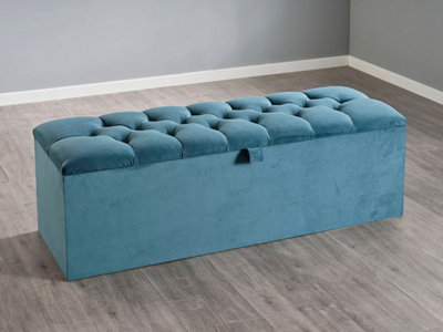 Vega Ottoman Storage Box 6FT Super King - Wool Jade | DIY at B&Q