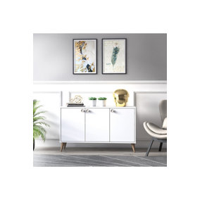 Vega Sideboard with 3 Doors Cabinet, 125 x 35 x 74 cm Storage Cabinet, Buffet, Console Table, White