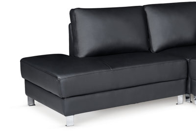 Vegan Leather Black Left Hand Facing Corner Sofa