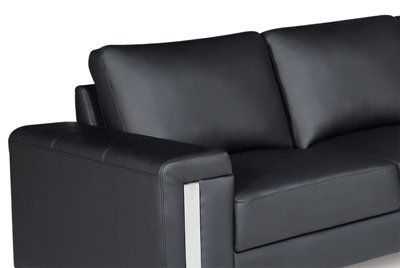 Vegan Leather Black Right Hand Facing Corner Sofa