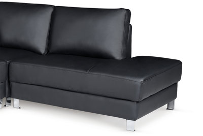 Vegan Leather Black Right Hand Facing Corner Sofa