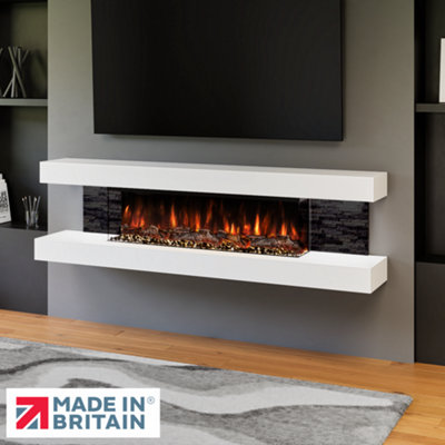 Vegas 72-Inch Wall Mounted Electric Fireplace Fully Assembled 3-Sided LED Fire with Panoramic Flame, Remote and Ambient Lighting