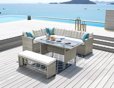 9 seater rattan discount garden furniture grey