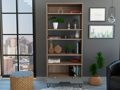 Vegas display bookcase with door, bleached oak