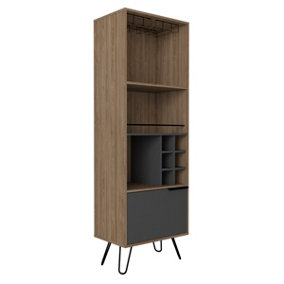 Vegas wine cabinet, 1 x doors, bleached oak effect & grey