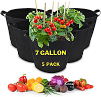 Vegetable Growing Bag Containers (7 Gallon - 5 Pack) Planter Bags to Grow Your Vegetables, Potatoes, Plants, Flowers