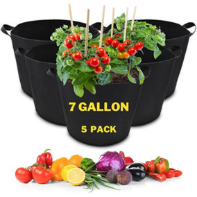 Vegetable Growing Bag Containers (7 Gallon - 5 Pack) Planter Bags to Grow Your Vegetables, Potatoes, Plants, Flowers