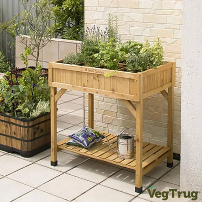 VegTrug 80cm 8 Pocket Herb Garden Planter - FSC Cedar Wood Raised Bed ...