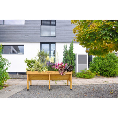 VegTrug Medium Wall Hugger Raised Wooden Planter FSC Cedar Natural 1003mm x 460mm x 800mm