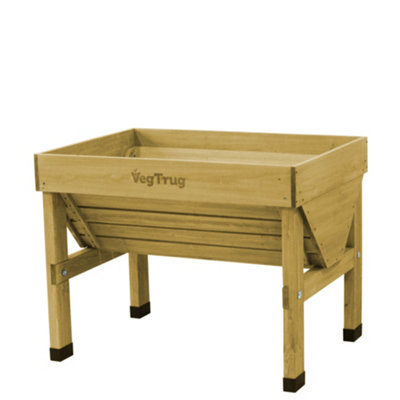 VegTrug Outdoor Raised Wooden Planter Small Classic Natural