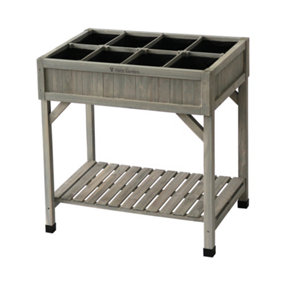 VegTrug Raised Herb Garden Bed Wooden Planter FSC Cedar Grey Wash 780mm x 580mm x 800mm