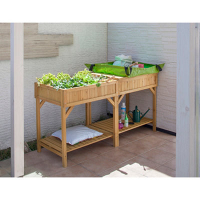 VegTrug Raised Herb Garden Bed Wooden Planter FSC Cedar Natural  780mm x 580mm x 800mm