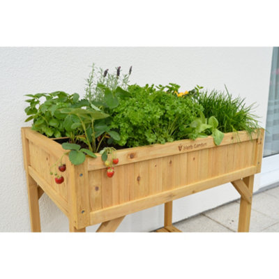 VegTrug Raised Herb Garden Bed Wooden Planter FSC Cedar Natural  780mm x 580mm x 800mm