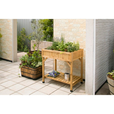 VegTrug Raised Herb Garden Bed Wooden Planter FSC Cedar Natural  780mm x 580mm x 800mm