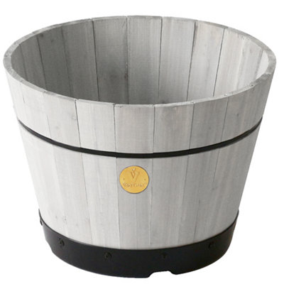 VegTrug Wooden Barrel Planter - Small Build-a-Barrel Kit Grey Wash