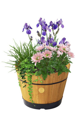 VegTrug Wooden Barrel Planter - Small Build-a-Barrel Kit Natural