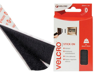 VELCRO Brand 60211 VELCRO Brand Stick On Tape 20mm x 1m Black VEL60211