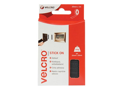 VELCRO Brand 60211 VELCRO Brand Stick On Tape 20mm x 1m Black VEL60211