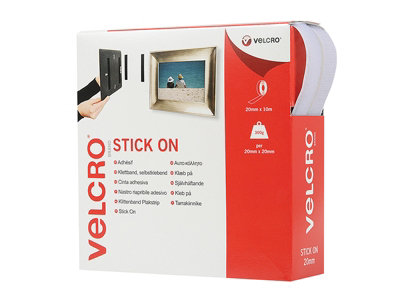 VELCRO Brand 60219 VELCRO Brand Stick On Tape 20mm x 10m White VEL60219