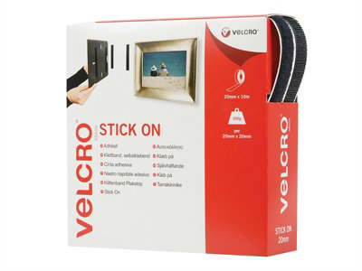 VELCRO Brand 60220 VELCRO Brand Stick On Tape 20mm x 10m Black VEL60220