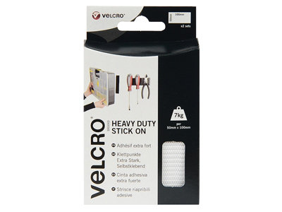 VELCRO Brand 60240 VELCRO Brand Heavy-Duty Stick On Strips (2) 50 x100mm White VEL60240