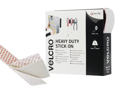 VELCRO Brand 60244 VELCRO Brand Heavy-Duty Stick On Tape 50mm x 5m White VEL60244