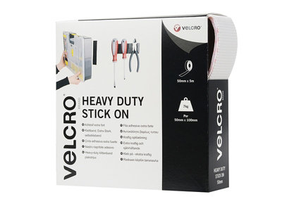 VELCRO Brand 60244 VELCRO Brand Heavy-Duty Stick On Tape 50mm x 5m White VEL60244