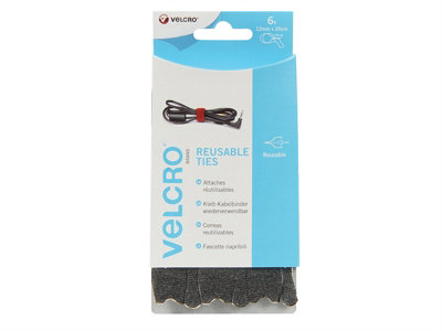 VELCRO Brand 60388 VELCRO Brand ONE-WRAP Reusable Ties (6) 12mm x 20cm Black VEL60388