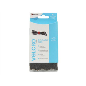 VELCRO Brand 60388 VELCRO Brand ONE-WRAP Reusable Ties (6) 12mm x 20cm Black VEL60388