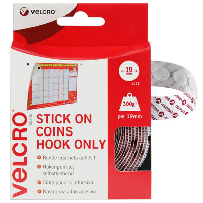 VELCRO Brand Stick On Coins Hook Side only Double Sided Self Adhesive ...
