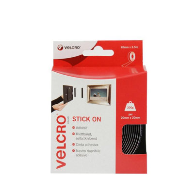 Velcro Stick On Tape Black (20mm x 2.5m)