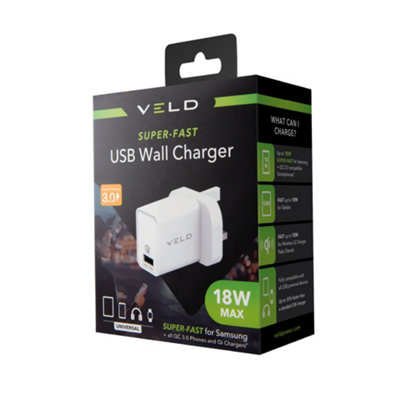 VELD Super Fast USB Wall Charger - 18W