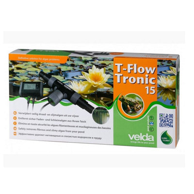 Velda 126656 Electronic Remover of Fibrous and Slimy Algae with Copper Ions, Ponds up to 15,000 Litres, T-Flow Tronic 15
