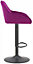 Velluto Velvet Breakfast Bar Stool, Height Adjustable Swivel Gas Lift, Padded Seat & Backrest, Matt Black Footrest, Purple