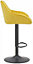 Velluto Velvet Kitchen Bar Stool, Padded Seat & Backrest, Matt Black Footrest & Stem, Height Adjustable Swivel Gas Lift, Mustard