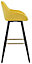 Velluto Velvet Kitchen Bar Stool with Gold Footrest, Powder-Coated Black Fixed Legs, Padded Seat, Backrest & Armrest, Mustard