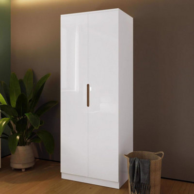 Veloce 2 Door White Gloss Double Wardrobe