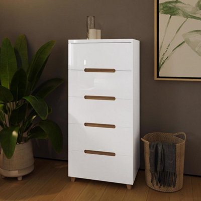 Veloce 5 Drawer White Gloss Chest Of Drawers Fast Click Assembly
