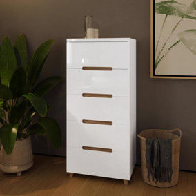 Veloce 5 Drawer White Gloss Chest Of Drawers Fast Click Assembly