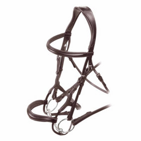 Velociti Padded Leather Roll Horse Cavesson Bridle Havana (Full)