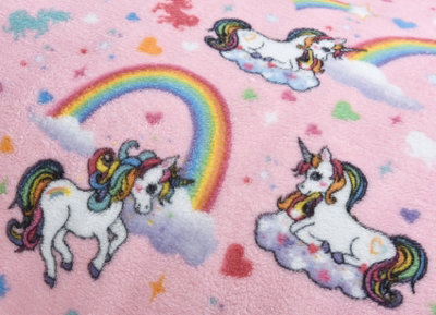 Velosso Glow In The Dark Teddy Unicorn Warm And Cosy Duvet Cover And Pillowcase Set - Pink