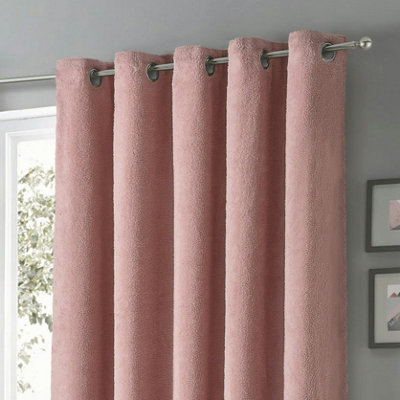 Original Teddy Fleece Thermal Curtains Luxurious Soft Plush Polyester Energy Efficient Eyelet Top for Living Room & Bedroom with Matching Tiebacks Multiple Sizes and Colours by OLIVIA ROCCO