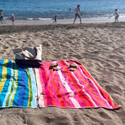 Velour Stripe Beach Towel - Pink - 3