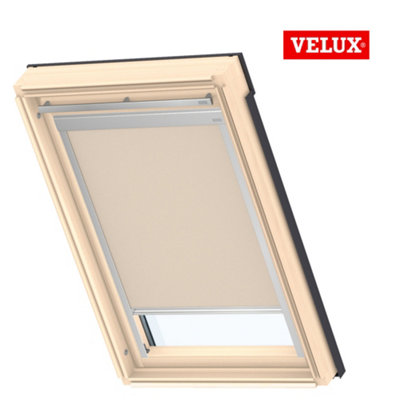 VELUX Original (DBL) Beige Replacement Blackout Roller Blind for VELUX Roof Window C02 with Silver Side Rails