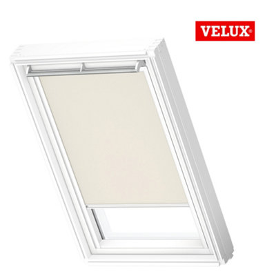 VELUX Original (DKL) Light Beige Blackout Roller Blind for VELUX Roof Window CK04 with White Side Rails